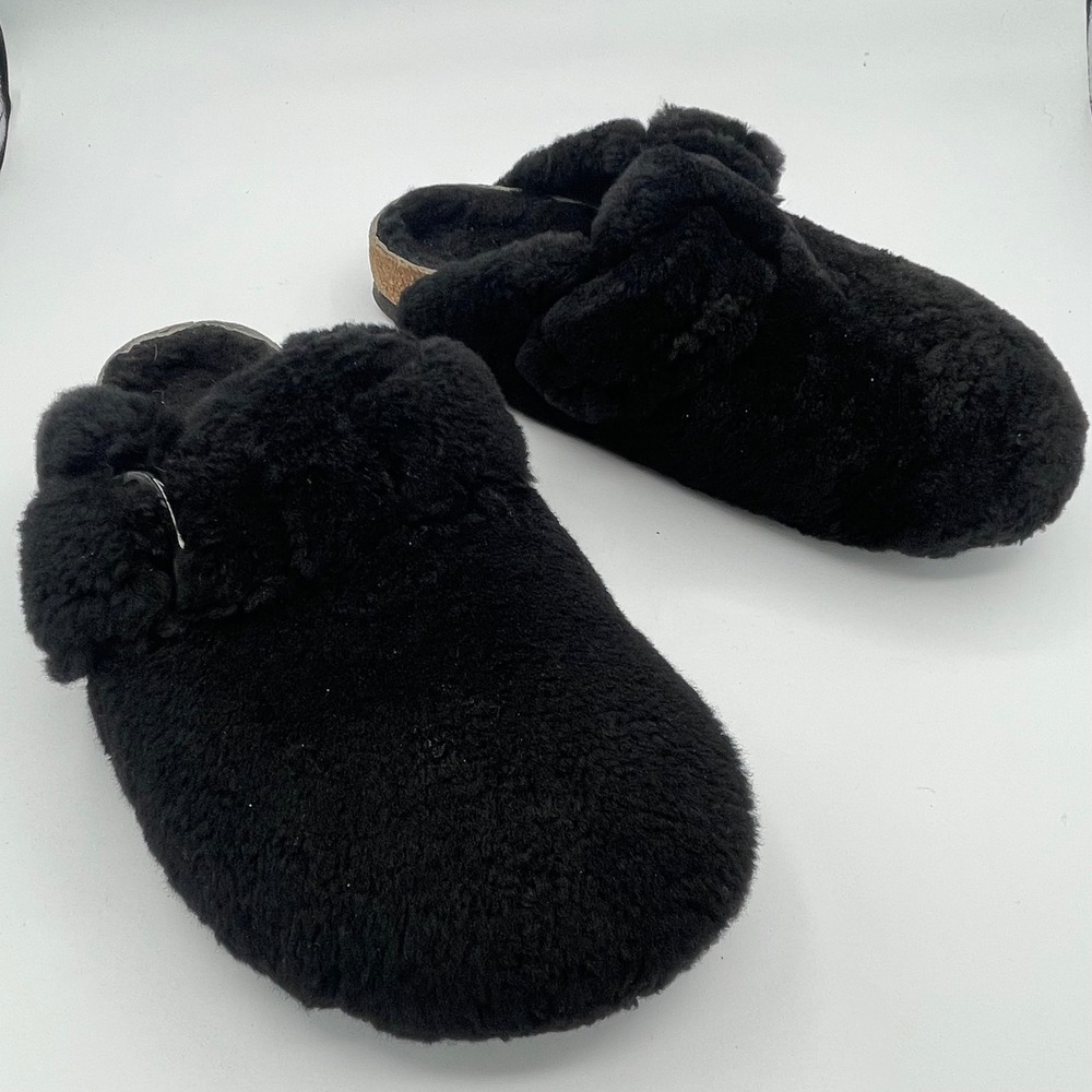 Birkenstock Boston Shearling Clogs Black Black Fuzzy Mules EU 39 US L8 M6
